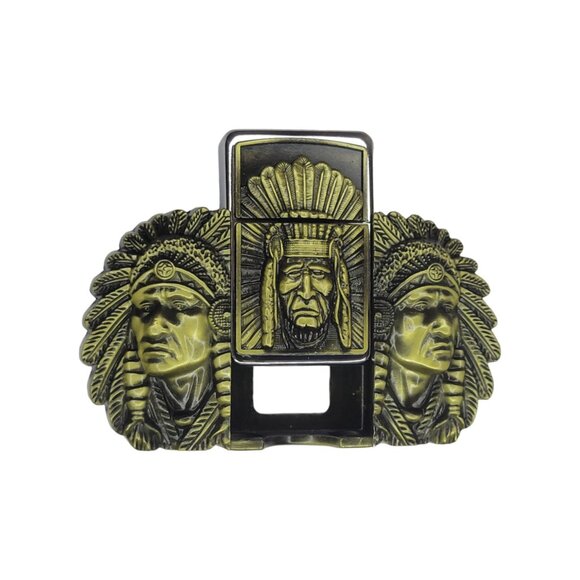 Triple Elders Lighter Belt Buckle - Bronze Metal Lighter Buckle - Free Engraving - Picture 2 of 10